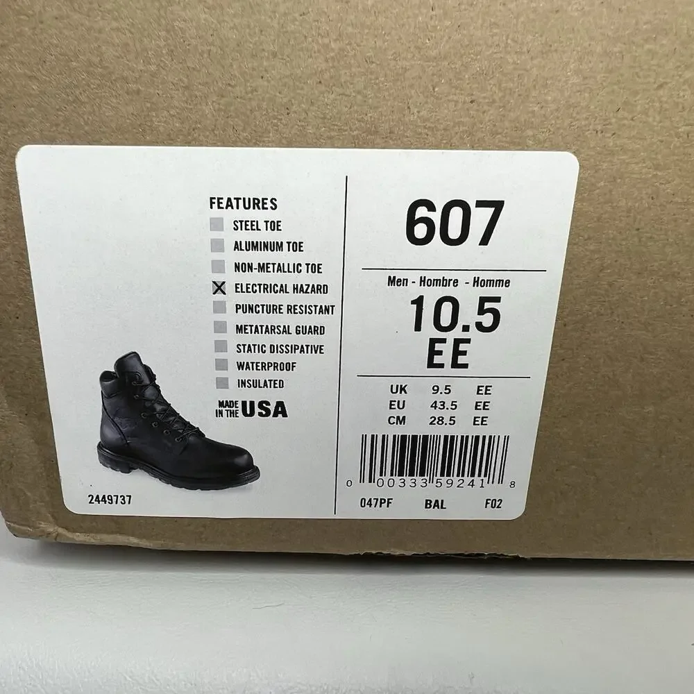 Red Wing 607 Work Boots 10.5 EE Black Leather EH Soft Toe USA MSRP $269 New